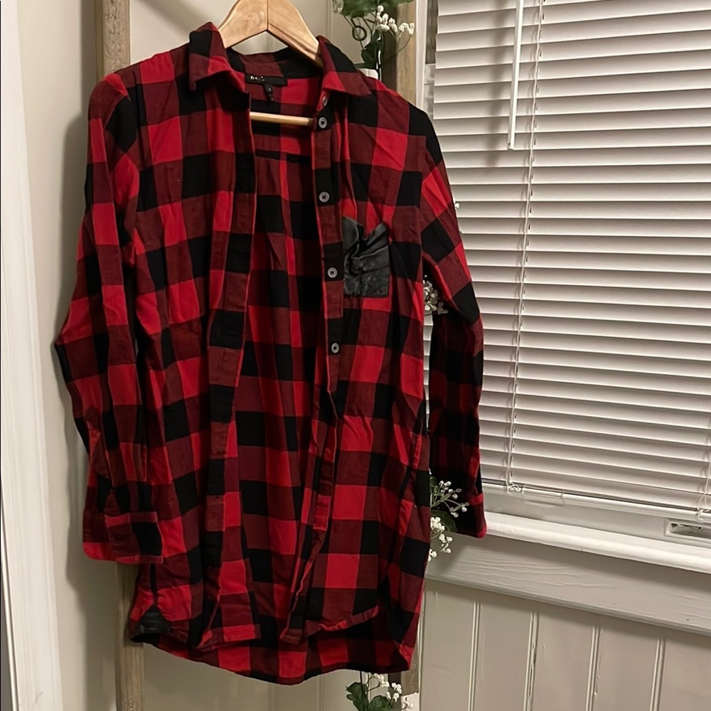 Maje Red and Black oversized Button Down Shirt